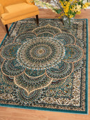 Rugs Large Area Rugs - 94" x 126" x 0.39" Cerulean Polyester Oversize Rug HomeRoots