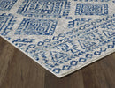 Rugs Living Room Rugs - 24" X 84" X 0.'5" Ivory/Blue Polypropylene Rug HomeRoots