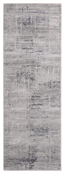 Rugs Long Runner Rugs 31" x 86" x 0.39" Grey Viscose/Polyester Runner Rug 6802 HomeRoots