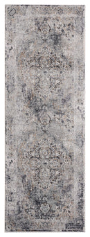 Rugs Long Runner Rugs 31" x 86" x 0.39" Grey Viscose/Polyester Runner Rug 6810 HomeRoots