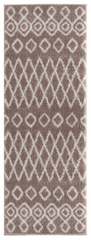 Rugs Modern Rugs - 31" x 86" x 1.2" Beige Microfiber Polyester Runner Rug HomeRoots