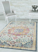 Rugs Natural Fiber Rugs - 94" x 126" x 0.35" Camari Cream Olefin/Frieze Oversize Rug HomeRoots