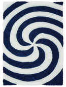 Rugs Navy Area Rug 63" x 86" x 1.2" Navy Polyester Area Rug 9221 HomeRoots