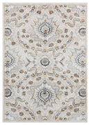 Rugs Navy Blue Area Rug 63" x 86" x 0.79" Beige Microfiber/Polyester Area Rug 8004 HomeRoots