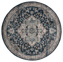 Rugs Navy Blue Area Rug - 94" x 94" x 0.79" Navy Microfiber/Polyester Round Rug HomeRoots