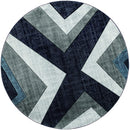 Rugs Navy Blue Rug - 94" x 94" x 0.5" Navy Olefin/Polypropylene Round Rug HomeRoots
