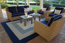 Rugs Navy Rug - 6'6" x 9'6" UV-treated Polypropylene Slate/Navy Area Rug HomeRoots