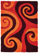 Rugs Orange Area Rug 63" x 86" x 1.2" Burnt Orange Polyester Area Rug 9182 HomeRoots