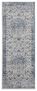 Rugs Outdoor Runner Rug 31" x 86" x 0.31" Denim Blue Olefin Runner Rug 8229 HomeRoots
