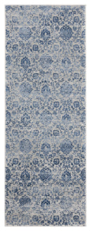 Rugs Outdoor Runner Rug 31" x 86" x 0.31" Denim Blue Olefin Runner Rug 8278 HomeRoots