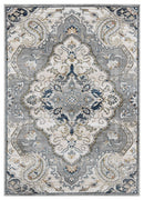 Rugs Room Rugs 63" x 86" x 0.79" Blue/Grey Microfiber/Polyester Area Rug 8032 HomeRoots