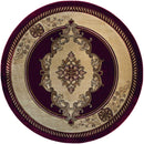 Rugs Round Area Rugs 94" x 94" x 0.53" Burgundy Olefin/Polypropylene Round Rug 7313 HomeRoots
