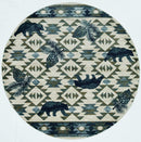 Rugs Round Rugs - 7'10" Round Polypropylene Ivory/Blue Area Rug HomeRoots