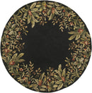 Rugs Round Rugs 7'6" Round Wool Black Area Rug 231 HomeRoots