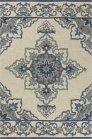 Rugs Rugs USA 3'3" x 5'3" UV-treated Polypropylene Ivory/Blue Area Rug 3844 HomeRoots
