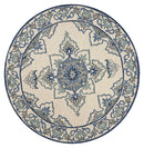 Rugs Rugs USA 7'6" Round UV-treated Polypropylene Ivory/Blue Area Rug 4131 HomeRoots
