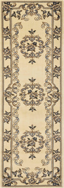 Rugs Runner Rugs - 2'2" x 7'11" Runner Polypropylene Ivory/Blue Area Rug HomeRoots