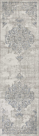 Rugs Runner Rugs - 2'2" x 7'6" Runner Polypropylene Ivory/Grey Area Rug HomeRoots