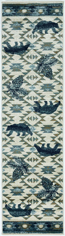 Rugs Runner Rugs - 2' x 7'7" Runner Polypropylene Ivory/Blue Area Rug HomeRoots