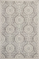 Rugs Silver Rug - 6'7" x 9'6" UV-treated Polypropylene Silver Area Rug HomeRoots