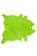 Rugs Silver Rug - 72" x 84" Lime and Silver Cowhide - Area Rug HomeRoots