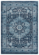 Rugs Vintage Rugs - 22" x 36" x 0.4" Navy Olefin Accent Rug HomeRoots