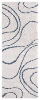 Rugs Vintage Rugs 31" x 86" x 1.2" Blue/Grey Microfiber Polyester Runner Rug 1645 HomeRoots