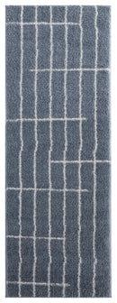 Rugs Vintage Rugs 31" x 86" x 1.2" Blue/Grey Microfiber Polyester Runner Rug 1663 HomeRoots