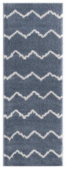 Rugs Vintage Rugs - 31" x 86" x 1.2" Blue/Grey Microfiber Polyester Runner Rug HomeRoots