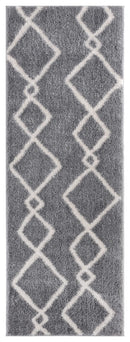Rugs Vintage Rugs 31" x 86" x 1.2" Grey Microfiber Polyester Runner Rug 1549 HomeRoots
