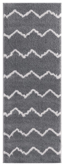 Rugs Vintage Rugs 31" x 86" x 1.2" Grey Microfiber Polyester Runner Rug 1597 HomeRoots