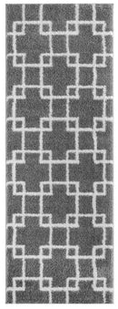 Rugs Vintage Rugs 31" x 86" x 1.2" Grey Microfiber Polyester Runner Rug 1627 HomeRoots