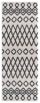Rugs Vintage Rugs 31" x 86" x 1.2" White Microfiber Polyester Runner Rug 1543 HomeRoots