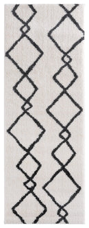 Rugs Vintage Rugs 31" x 86" x 1.2" White Microfiber Polyester Runner Rug 1561 HomeRoots