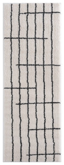 Rugs Vintage Rugs 31" x 86" x 1.2" White Microfiber Polyester Runner Rug 1675 HomeRoots