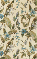 Rugs Wool Area Rugs - 5' x 8' Wool Ivory/Teal Area Rug HomeRoots