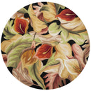 Rugs Wool Rugs 5'6" Round Wool Black Area Rug 9722 HomeRoots