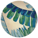 Rugs Wool Rugs 5'6" Round Wool Ivory/Blue Area Rug 9747 HomeRoots