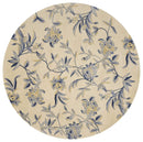 Rugs Wool Rugs 5'6" Round Wool Ivory/Blue Area Rug 9748 HomeRoots