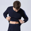 S-XXXXL Men Plus Size thermal underwear sets male winter bottoms plus thick warm round neck undershirts trousers man long johns-Navy-S-JadeMoghul Inc.