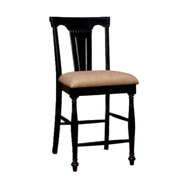 Sabrina Cottage Counter Height Chair, Tan & Black, Set Of 2-Armchairs and Accent Chairs-Black-Fabric Solid Wood Wood Veneer & Others-JadeMoghul Inc.