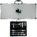 San Jose Sharks 8 pc Tailgater BBQ Set-Tailgating & BBQ Accessories,NHL Tailgating & BBQ Accessories,NHL BBQ Tools,8 pc Steel BBQ Tool Set w/Case-JadeMoghul Inc.