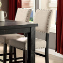 Sania II Rustic Counter Height Chair, Black Finish, Set Of 2-Living Room Furniture Sets-Ivory & Black-Linen-like Fabric Solid Wood Wood Veneer-JadeMoghul Inc.