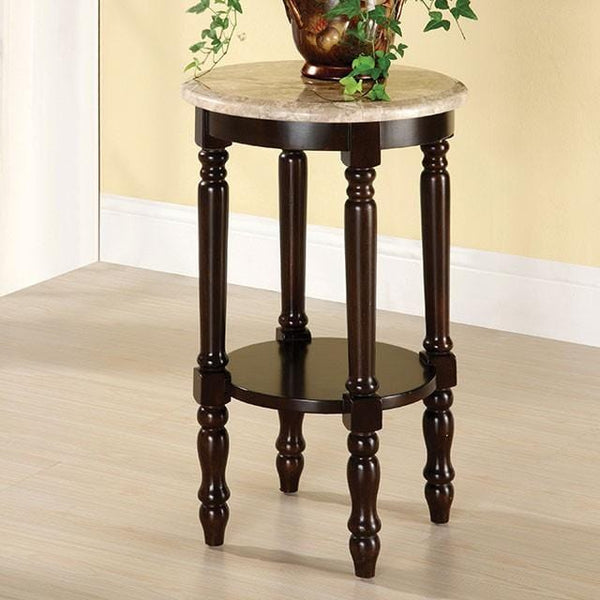 Santa Clarita Traditional Plant Stand , Dark Cherry-Plant Stands and Telephone Tables-Dark Cherry-Marble Solid Wood & Others-JadeMoghul Inc.