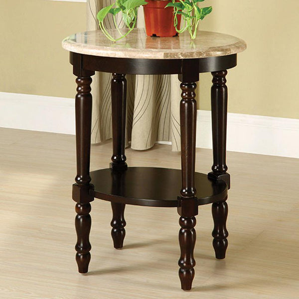 Santa Clarita Traditional Plant Stand-Plant Stands and Telephone Tables-Dark Cherry-Marble Solid Wood & Others-JadeMoghul Inc.