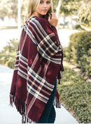Scarves & Bandanas Saffron Plaid Chic Poncho Purple Lily