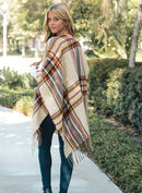 Scarves & Bandanas Saffron Plaid Chic Poncho Purple Lily