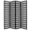 Screens Black Screen - 1" x 80" x 96" Black, 4 Panel, Floor, Wood, Window Pane - Screen HomeRoots
