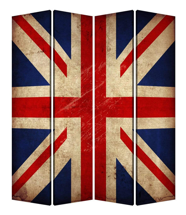 Screens Patio Privacy Screen - 1" x 84" x 84" Multi-Color, Wood, Canvas, Union Jack - Screen HomeRoots