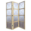 Screens Patio Screen - 63" x 2" x 84" Silver, Wood, 3 Panel - Screen HomeRoots